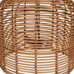 Table Lamps-Kirkland's Home Woven Rattan Base Ivory Shade Table Lamp Brown
