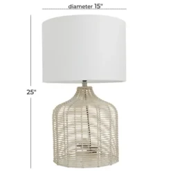 Table Lamps-Kirkland's Home Woven Rattan Table Lamp Ivory