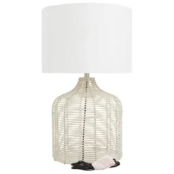 Table Lamps-Kirkland's Home Woven Rattan Table Lamp Ivory