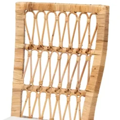 Dining Chairs-Kirkland's Home Woven Rattan White Cushion Dining Chairs, Set Of 2 Tan/White