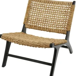 Accent Chairs-Kirkland's Home Woven Seagrass And Teakwood Accent Chair Tan