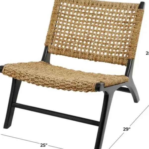 Accent Chairs-Kirkland's Home Woven Seagrass And Teakwood Accent Chair Tan