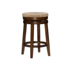 Bar Stools & Counter Height Stools-Kirkland's Home Woven Seagrass Walnut Wood Swivel Counter Stool Tan