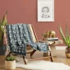 Blankets & Throws-Kirkland's Home Woven Teal Planetarium Tasseled Throw Green/Ivory