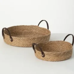 Baskets & Boxes-Kirkland's Home Woven Wicker Baskets With Handles, Set Of 2 Brown