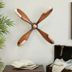 Wall Plaques-Kirkland's Home Wright Brass Airplane Propeller Wall Plaque Brown/Gold