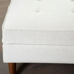 Benches & Ottomans-Kirkland's Home Wyatt Ecru Woven Ottoman Ivory
