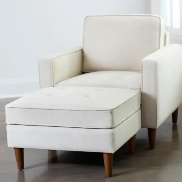 Benches & Ottomans-Kirkland's Home Wyatt Ecru Woven Ottoman Ivory