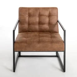 Accent Chairs-Kirkland's Home Wyatt Faux Leather Accent Chair Brown