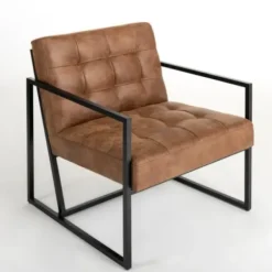 Accent Chairs-Kirkland's Home Wyatt Faux Leather Accent Chair Brown