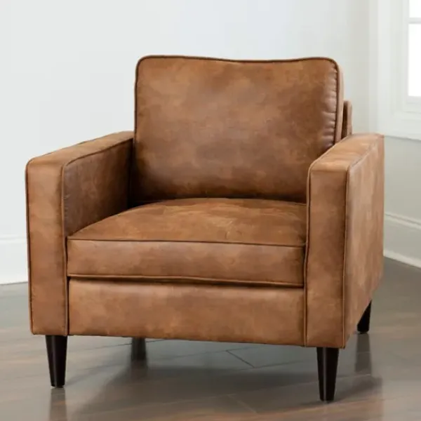 Accent Chairs-Kirkland's Home Wyatt Faux Leather Armchair Brown