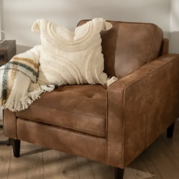 Accent Chairs-Kirkland's Home Wyatt Faux Leather Armchair Brown