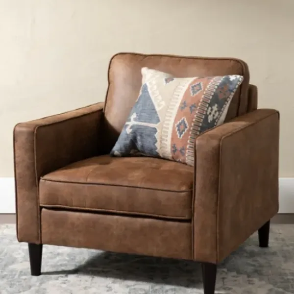 Accent Chairs-Kirkland's Home Wyatt Faux Leather Armchair Brown