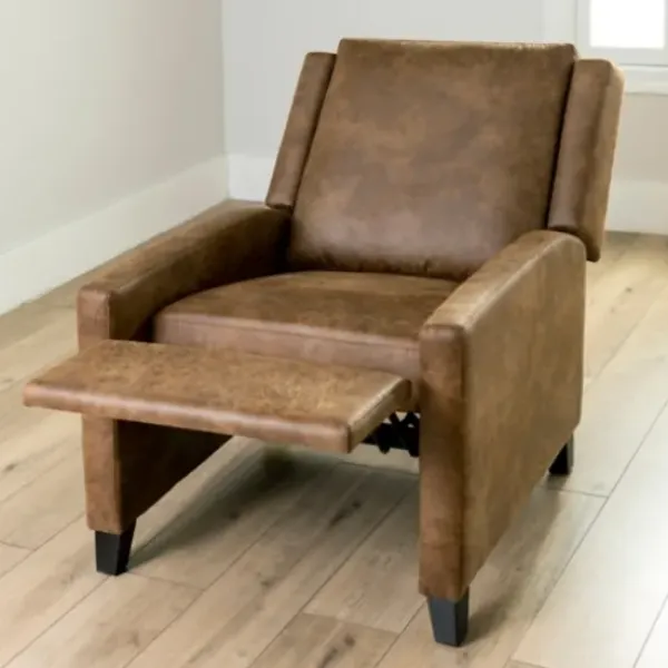 Accent Chairs-Kirkland's Home Wyatt Faux Leather Recliner Brown