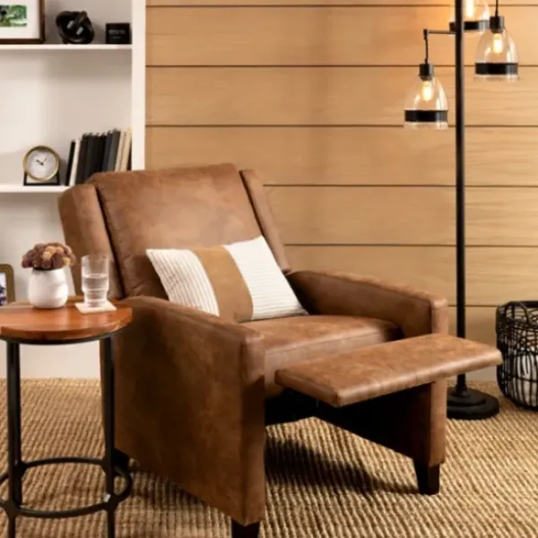 Accent Chairs-Kirkland's Home Wyatt Faux Leather Recliner Brown