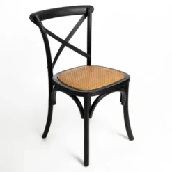 Dining Chairs-Kirkland's Home X Frame Cane Seat Dining Chair Black