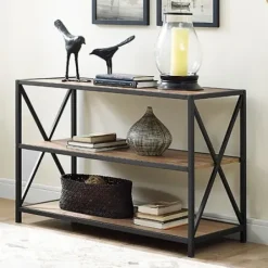 Office Furniture-Kirkland's Home X-Frame 3-Tier Barnwood Bookshelf