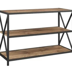 Office Furniture-Kirkland's Home X-Frame 3-Tier Barnwood Bookshelf