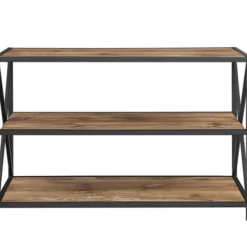 Office Furniture-Kirkland's Home X-Frame 3-Tier Barnwood Bookshelf
