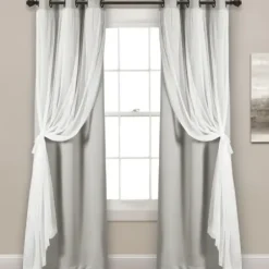 Curtains & Drapes-Kirkland's Home Yellow And Gray Stripe Curtain Panel Set, 84 In. White/Gray/Yellow