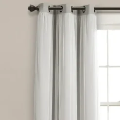 Curtains & Drapes-Kirkland's Home Yellow And Gray Stripe Curtain Panel Set, 84 In. White/Gray/Yellow