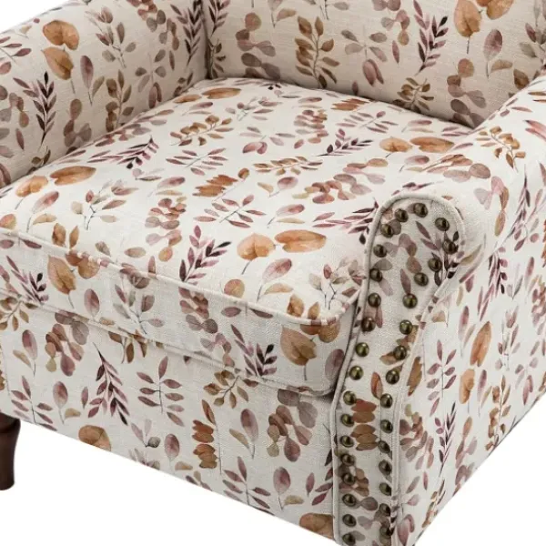 Accent Chairs-Kirkland's Home Yellow And Orange Leaf Upholstered Accent Chair Yellow/Orange