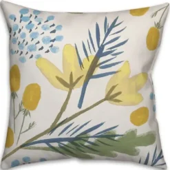 Pillows-Kirkland's Home Yellow Botanicals Pillow Yellow/Blue