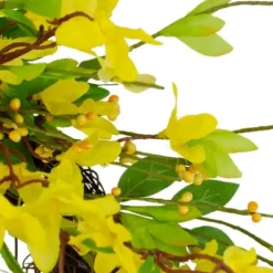 Wreaths-Kirkland's Home Yellow Forsythia Spiral Wreath Yellow/Green