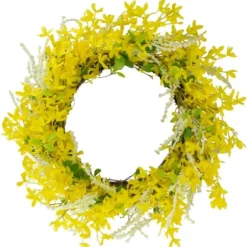 Wreaths-Kirkland's Home Yellow Jasmine Spiral Wreath Yellow/Green