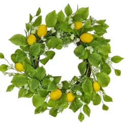 Wreaths-Kirkland's Home Yellow Lemon Blossom Wreath Green/Yellow