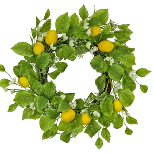 Wreaths-Kirkland's Home Yellow Lemon Blossom Wreath Green/Yellow