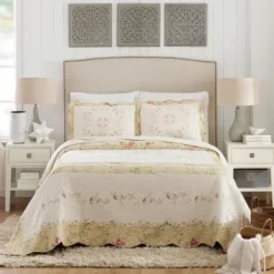 Bedspreads & Coverlets-Kirkland's Home Yellow Prairie Bloom King Bedspread Yellow/Ivory