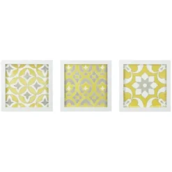 Framed Art-Kirkland's Home Yellow Tuscan Framed Wood Art Prints, Set Of 3 White/Yellow/Gray