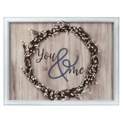 Wall Quotes & Signs-Kirkland's Home You And Me Wreath Framed Wooden Wall Plaque Brown