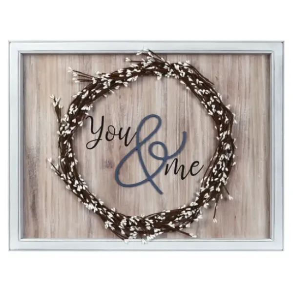 Wall Quotes & Signs-Kirkland's Home You And Me Wreath Framed Wooden Wall Plaque Brown