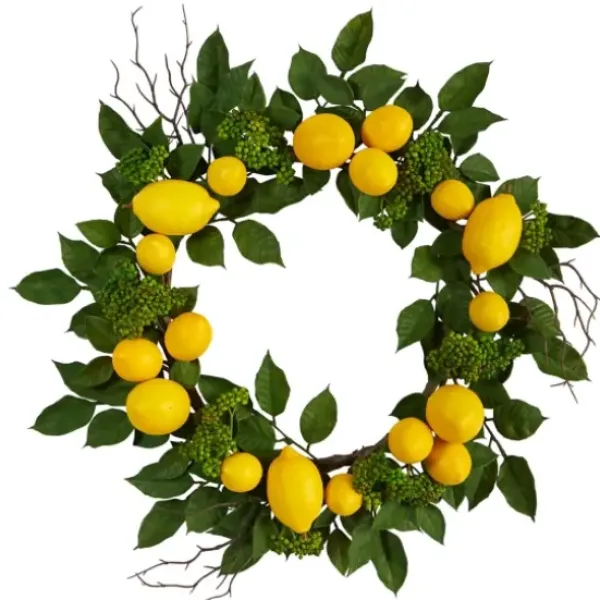 Wreaths-Kirkland's Home Zesty Lemon Fresh Wreath Green/Yellow