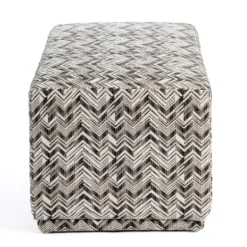 Benches & Ottomans-Kirkland's Home Zig Zag Upholstered Ottoman Gray/White/Black