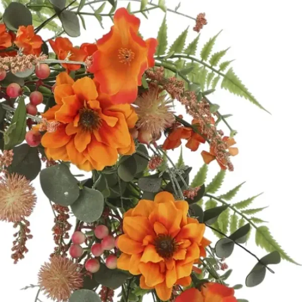Wreaths-Kirkland's Home Zinnia And Berry Wreath Orange