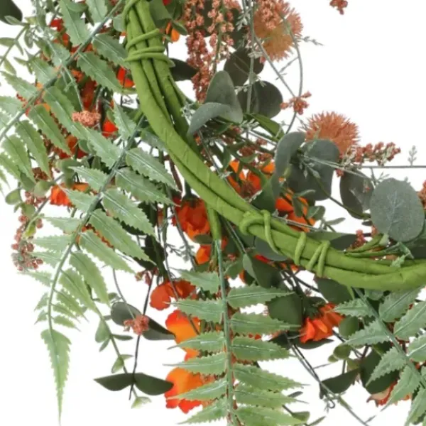 Wreaths-Kirkland's Home Zinnia And Berry Wreath Orange