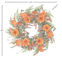 Wreaths-Kirkland's Home Zinnia And Berry Wreath Orange